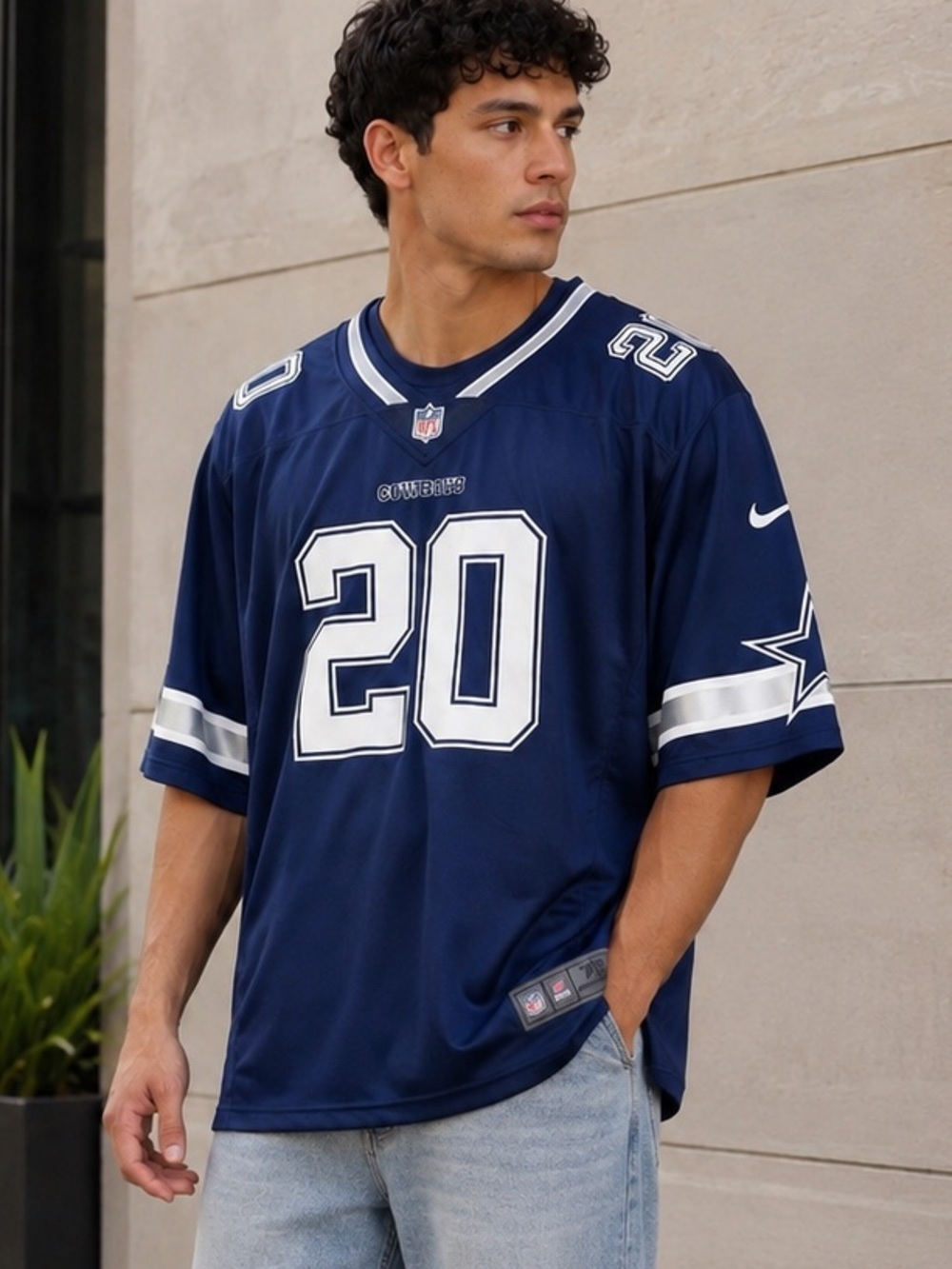 Nike Navy Blue Football Jersey with White #20